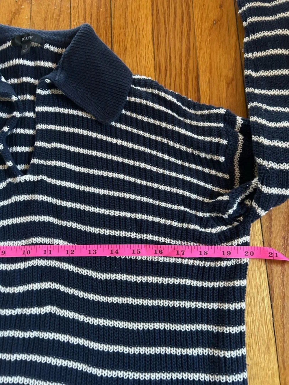 J.Crew Sweater Relaxed Collared Women’s Nautical S Stripe Split Cuff